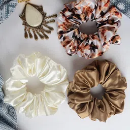 Radhu & Kabby Women Set Of 3 Scrunchies-picture-33