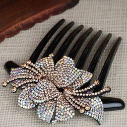 MIZORRI Women Gold-Toned & Black Embellished Comb Pin-32