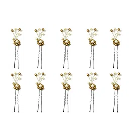 Hair Flare Women Set Of 10 Beaded U Pins-9