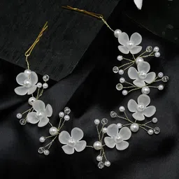 DressBerry White Beaded Floral Shape Tiara-24