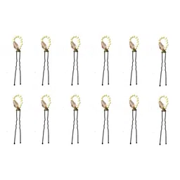 Hair Flare Women Set Of 12 Beaded U Pins-17