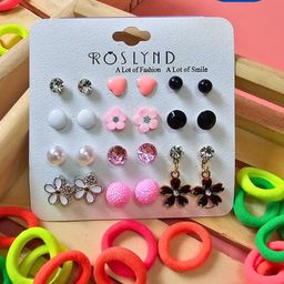 BAESD Kids Pack of 2 Assorted Earrings & Hair Ties-16