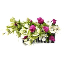 Hair Flare Women Artificial Flower Stone Studded Comb Pin-image-91