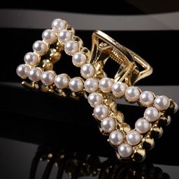 PANASH Women Gold-Plated Pearl Embellished Hair Claw Clip-image-23