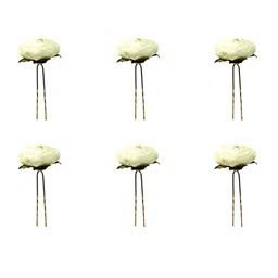 Hair Flare Women White Set of 6 Embellished U Pins-image-85