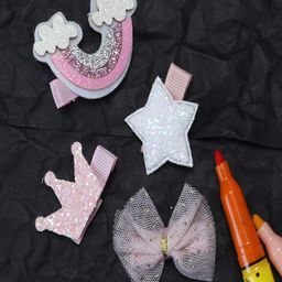 Jewelz Girls Pink & Silver-Toned Set of 4 Alligator Hair Clip-42