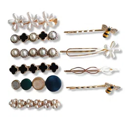 ANNA CREATIONS Women Set Of 10 Green & White Beaded Bobby Pins-10