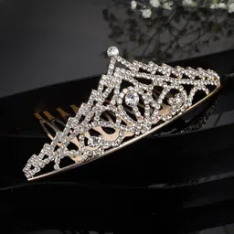 PANASH Women Gold-Toned & White Embellished Comb Pin-image-51