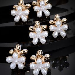 PANASH Women Gold-Toned & White Set of 6 Embellished Claw Clip-19