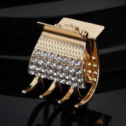 PANASH Women Gold-Toned & White Gold-Plated Stone-Studded Embellished Claw Clip-8