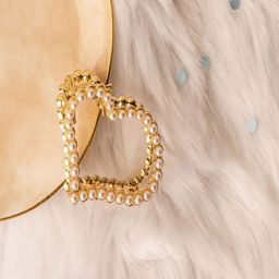 Jewelz Women Gold-Toned & White Beaded Claw Clip-image-44