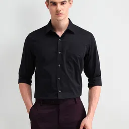 Arrow Men Classic Spread Collar Solid Cotton Formal Shirt-picture-23