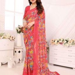 The Textile Hub Floral Pure Georgette Designer Saree-image-69