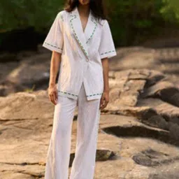 Dash and Dot Embroidered Linen Poplin Set-image-21