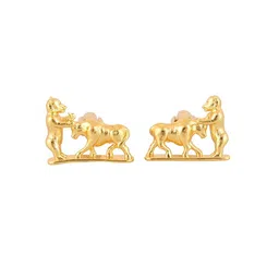 House of Pataudi Men Gold-Plated Textured Detail Cuff Links-image-94