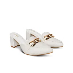 Looper Embellished Block Mules with Buckles image 2