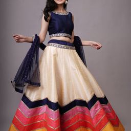 Utsav Fashion Embroidered Sequinned Shibori Ready to Wear Lehenga & Blouse With Dupatta-13
