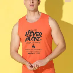 WOOSTRO Pack Of 2 Printed Combed Cotton Gym Vests -VWS26(ALONE ORANGE)(MORE RUST)-image-49