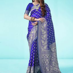 KALINI Ethnic Motifs Zari Art Silk Banarasi Saree-image-7