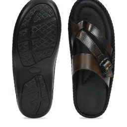 STEPHORN Textured Leather Slippers with Buckle Accent and Padded Footbed-picture-42