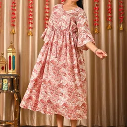 SZN Floral Print Bell Sleeve Fit & Flare Midi Dress-picture-49