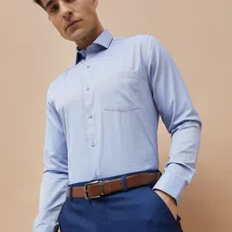 CODE by Lifestyle Men Slim Fit Textured Spread Collar Cotton Formal Shirt-image-15