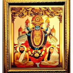 ADA Handicraft Gold-Toned & Red Maa Kali & Ramakrishna Paramahamsa Wooden Wall Photo Frame-image-32