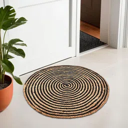 Kuber Industries Black & Brown Jute Round Doormats-image-97
