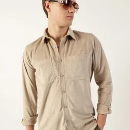 Thomas Scott Men Classic Spread Collar Textured Solid Slim Fit Casual Shirt-image-77