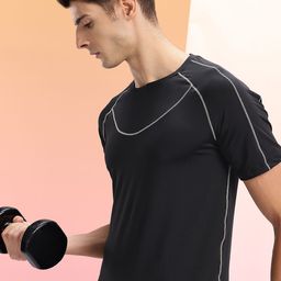 HRX by Hrithik Roshan Rapid-Dry Contrast Stitch Slim Fit Training T-shirt-picture-35