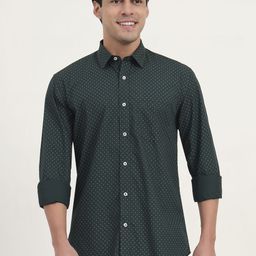 Greenfibre Micro Ditsy Cutaway Collar Slim Fit Cotton Shirt-picture-34