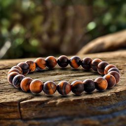BLACK MAMBA Tiger Eye Natural Stone Stretchable Unisex Bracelet-11