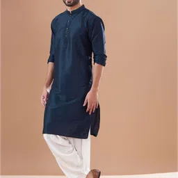 sven suits Men Solid Regular Pure Silk Kurta with Patiala-image-4