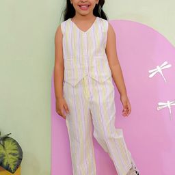 The Mom Store Girls Striped Coat With Trousers-image-12