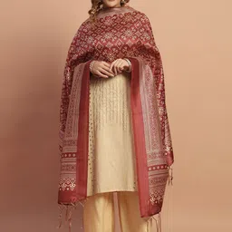 AKSHADEEP Ethnic Motifs Printed Dupatta-picture-35