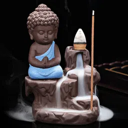 eCraftIndia Blue & Brown Buddha Smoke Fountain Showpiece-36