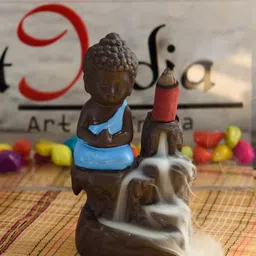 eCraftIndia Brown & Blue Buddha Smoke Fountain Showpiece-picture-34