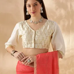 Abhishti Puff Sleeves V-Neck Ready-Made Saree Blouse-54