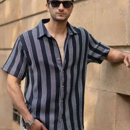 Powerlook Men Striped Spread Collar Cotton Casual Shirt-image-15