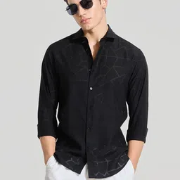 Snitch Men Smart Spread Collar Geometric Printed Casual Shirt-image-16