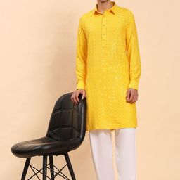 Pro-Ethic STYLE DEVELOPER Embroidered Sequinned Kurta With Pyjamas image 3