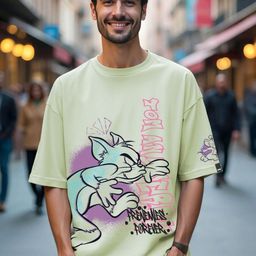 Bewakoof Tom & Jerry Printed Drop-Shoulder Sleeves Pure Cotton Oversized T-shirt-image-75