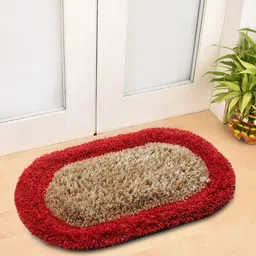 Myntra Elegant Homes Red & Brown Colourblocked Anti-Skid Doormat-49