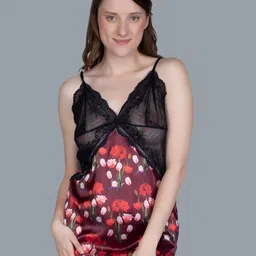 NIGHTHOPE Printed Shoulder Straps Satin Baby Doll-picture-44