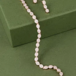 Zaveri Pearls Women Rose Gold-Plated Cubic Zirconia Stone-Studded Jewellery Set-4