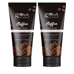 Globus naturals Coffee Care Skin Brightening Combo - Face Wash & Face Scrub - 100g Each-42