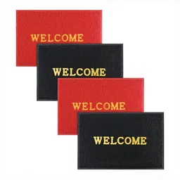 Aura 4Pcs Red & Black Self-Designed Anti-Slip Eco-Friendly Absorbent Large Doormats-6