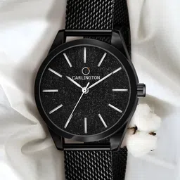 CARLINGTON Women Black Embellished Dial & Stainless Steel Bracelet Straps Analogue Watch-picture-22