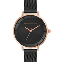 French Connection Women Black Dial & Black Stainless Steel Bracelet Style Straps Analogue Watch FCN00016C-49