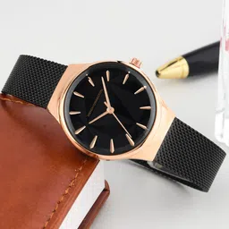 French Connection Women Black Dial & Black Stainless Steel Bracelet Style Straps Analogue Watch FCN00021F-7